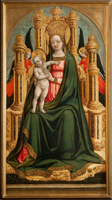 Thronende Madonna mit Kind und zwei Engeln von Antonio Vivarini