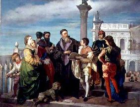 The Meeting Between Titian (1488-1576) and Veronese (1528-88) on the Ponte della Paglia