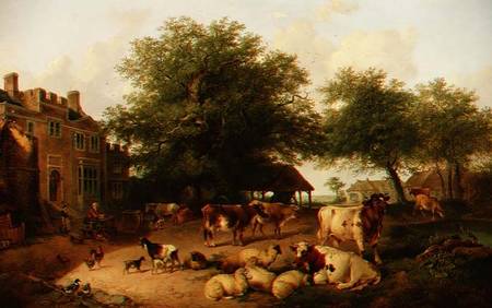Farmyard scene von Antonius Josephus Madlener