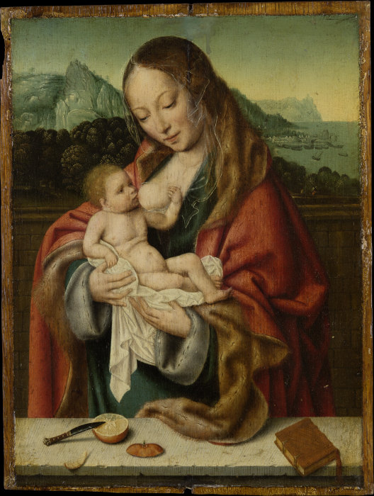 Madonna mit Kind vor einer Landschaft von Antwerpener (?) Meister um 1525