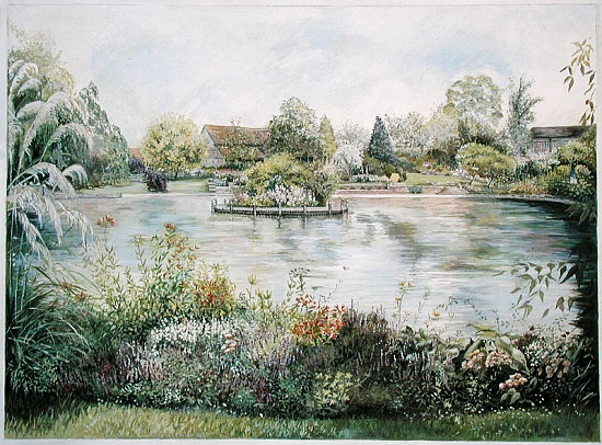 Pond with Island, Clay von Ariel  Luke