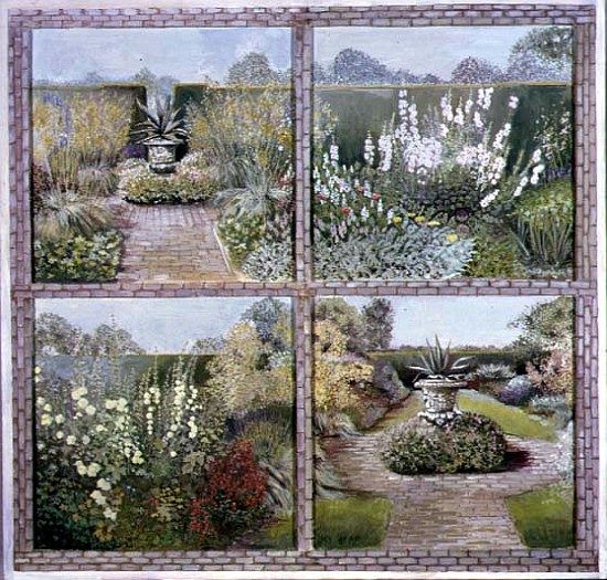 Urn Garden (Glyndebourne) 1998 (tempera on panel)  von Ariel  Luke