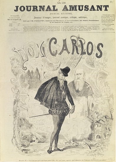 Front page of ''Le Journal Amusant'', with a caricature of Don Carlos, from the opera ''Don Carlos'' von Arjou Henri Darfou