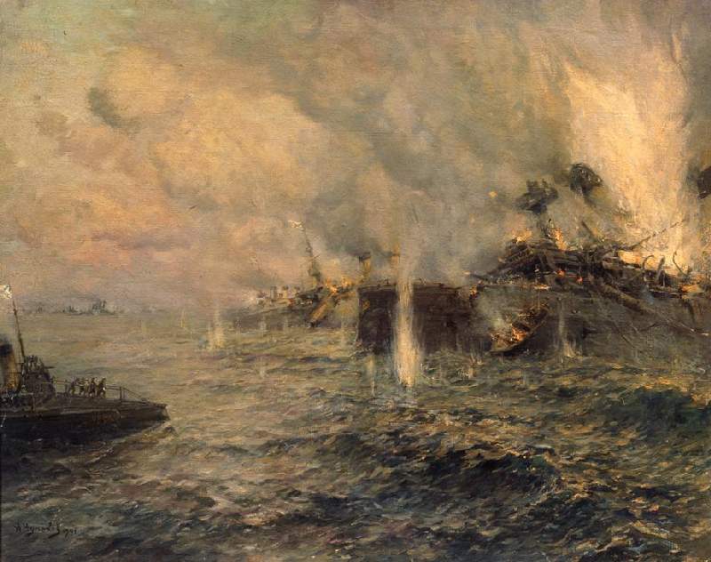 Die Seeschlacht bei Tsushima am 27. Mai 1905 von Arkadi Afanassjewitsch Tschumakow