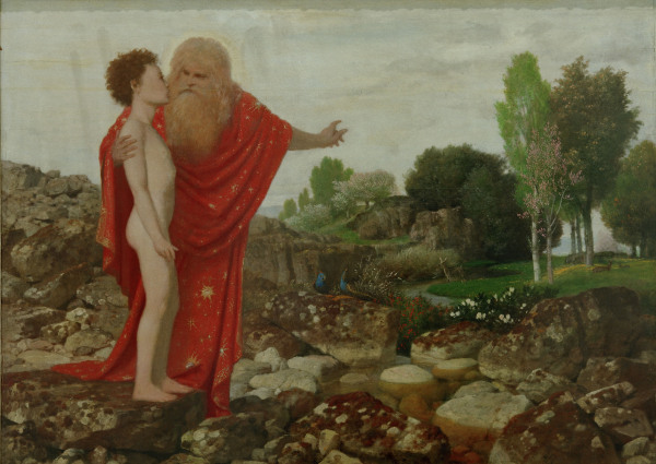 Gottvater zeigt Adam Paradies von Arnold Böcklin