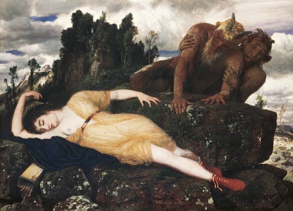 Schlafende Diana, von zwei Faunen belauscht von Arnold Böcklin