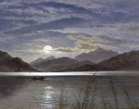 Lake Scene by Moonlight von Arthur Gilbert