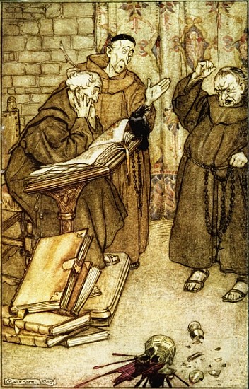 Illustration of ''The Jackdaw of Rheims'', from ''The Ingoldsby Legends, written Richard Harris Barh von Arthur Rackham