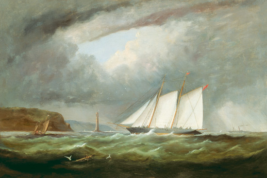 Schooner Yacht 'Esmeralda' in Alderney Roads off Cap le Hague von Arthur Wellington Fowles