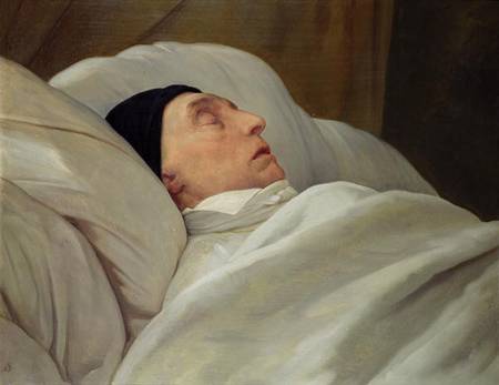 Marie Joseph (1757-1834) Marquise de La Fayette, on his Deathbed von Ary Scheffer