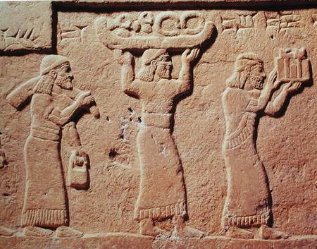 Relief depicting porters laden with gifts von Assyrian