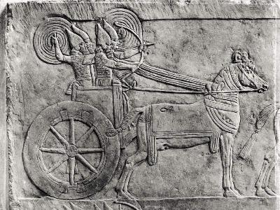Fragment of a relief depicting the Assyrian army in battle, from the Palace of Ashurbanipal in Ninev c.645 BC