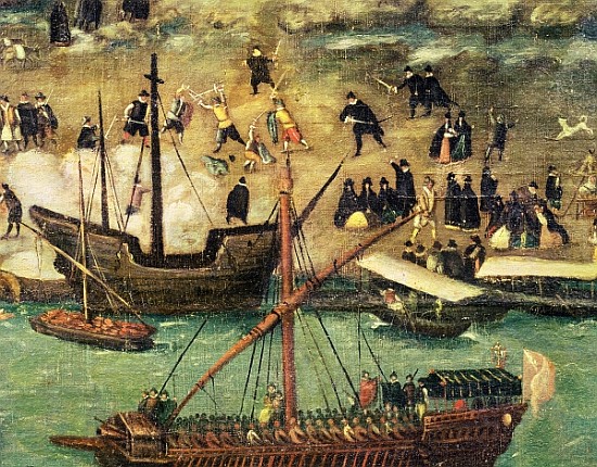 The Port of Seville, c.1590 (detail) von (attr. to) Alonso Sanchez Coello