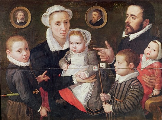 Portrait of a family: parents with their children and ancestors von (attr. to) Frans Menton d'Alkmaar
