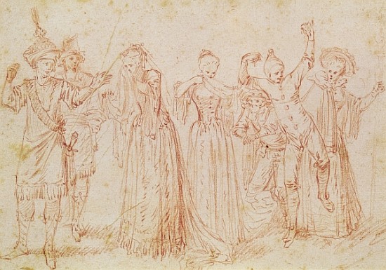 Group of Comic and Tragic Actors von (attr. to) Jean Antoine Watteau