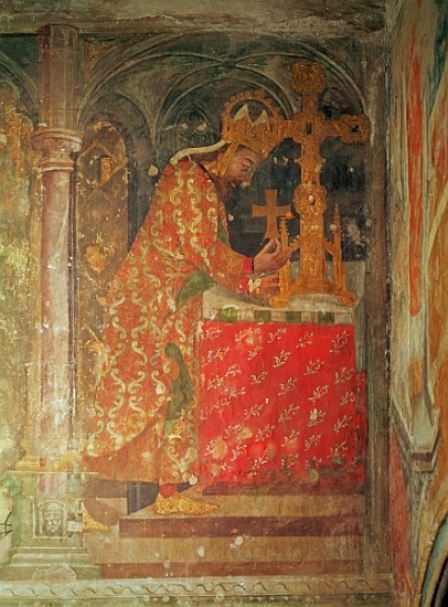 The Holy Roman Emperor Charles IV places the relic of the thorn from the crown of Christ in a reliqu von (attr. to) Nikolaus (or Mikulas) Wurmser