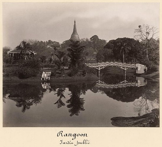 Island pavilion in the Cantanement Garden, Rangoon, Burma, late 19th century von (attr. to) Philip Adolphe Klier