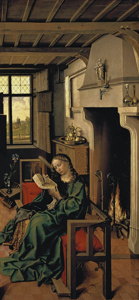 St. Barbara from the right wing of the Werl Altarpiece, 1438 (see also 68547) von (attr.to) (Robert Campin) Master of Flemalle