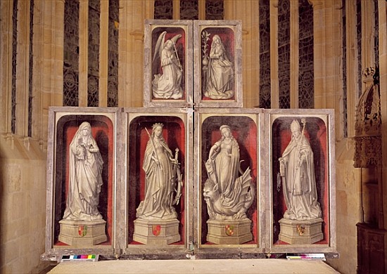View of the panels of the closed altarpiece, depicting the Annunciation and saints, 1460-66 von (attr. to) Rogier van der Weyden