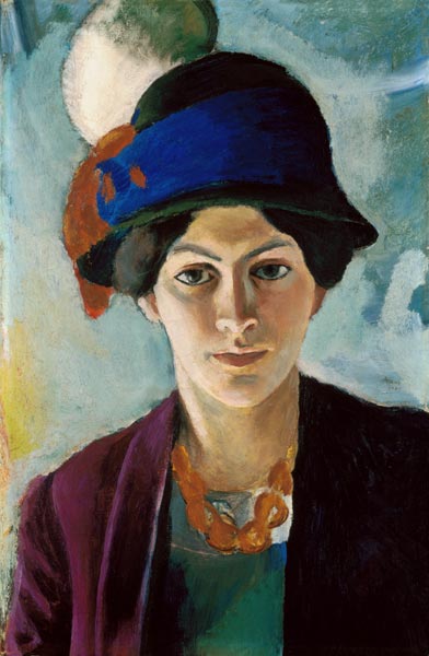 Frau des Künstlers mit Hut. 1909 von August Macke