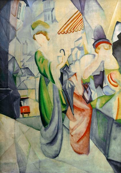 Helle Frauen vor dem Hutladen von August Macke