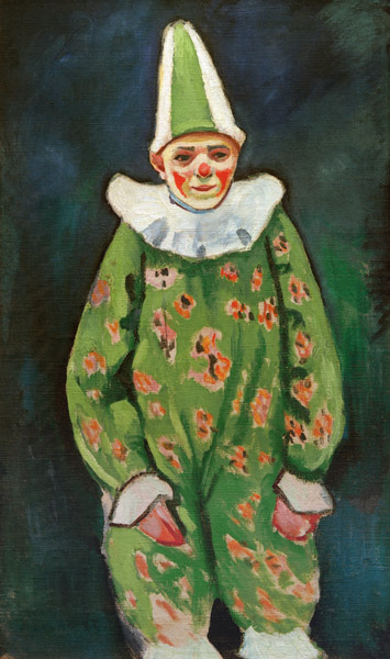 Clown in grünem Kostüm von August Macke