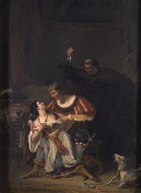 Esmeralda und Phoebus von Claude Frollo ueberrascht 1837