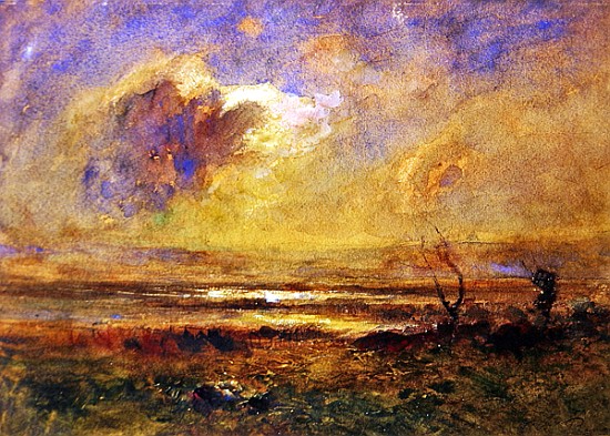 Sunset on the plain, c.1868 von Auguste Francois Ravier