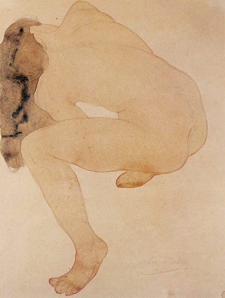 Sitzender Akt bückt sich von Auguste Rodin