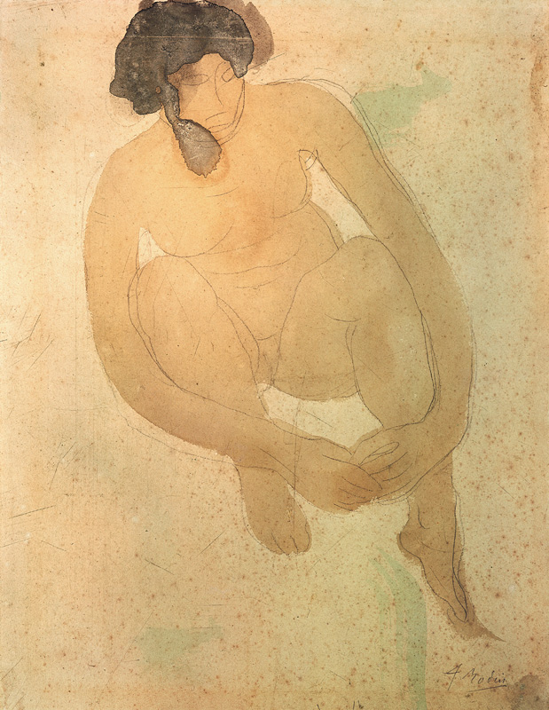 Weiblicher Akt, sitzend frontal von Auguste Rodin