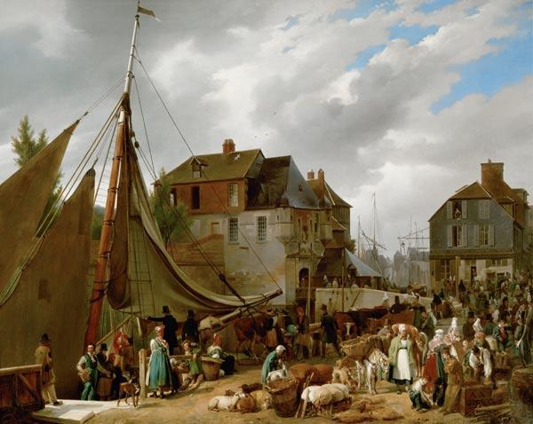 Loading Livestock onto the 'Passager' in the Port of Honfleur 1823