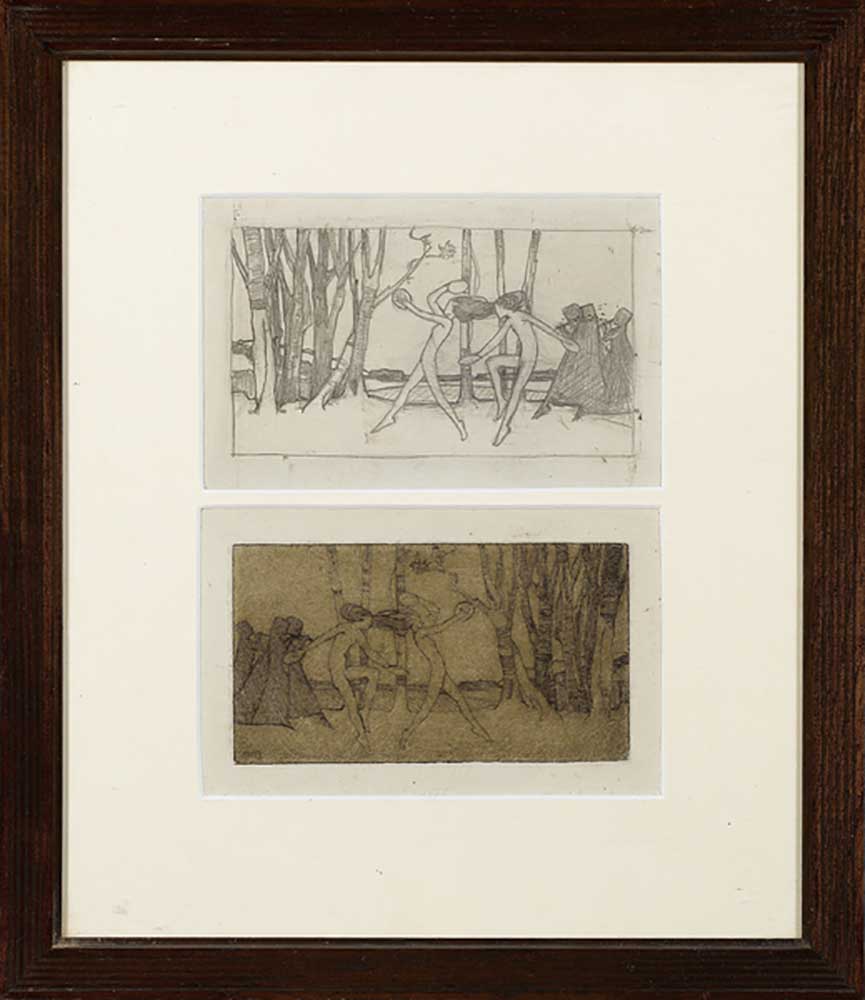 Tänzer, um 1915 (Bleistift auf Papier, mit Radierung) von Averil Mary Burleigh