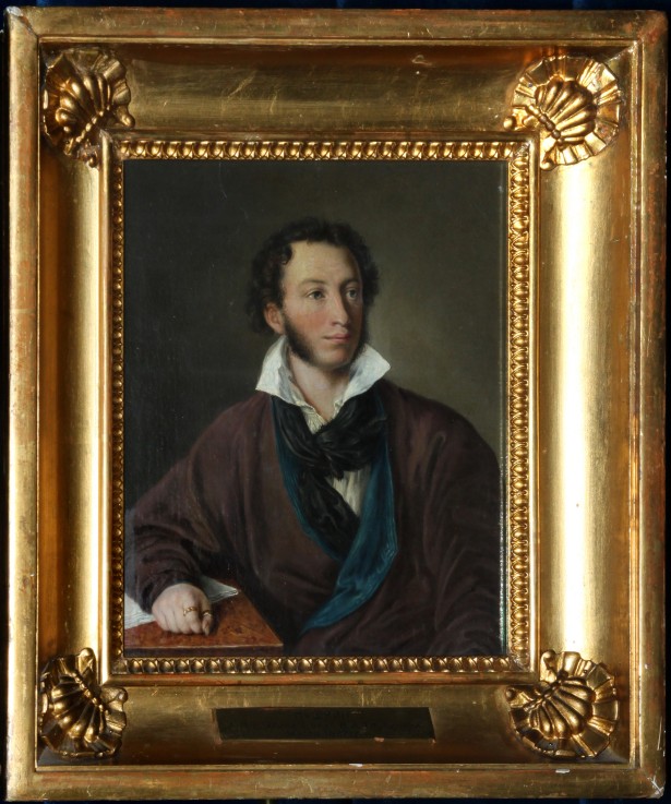 Porträt des Dichters Alexander S. Puschkin (1799-1837) Kopie nach W. Tropinin von Awdotja Petrowna Jelagina