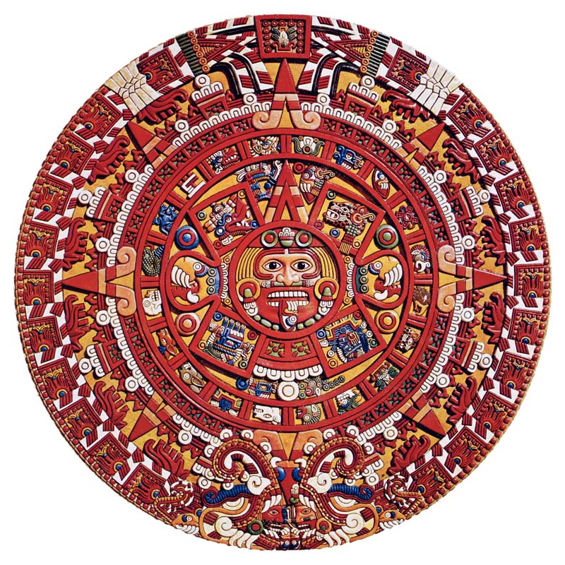 Imaginary recreation of an Aztec Sun Stone calendar (see also 115255), Late Post Classic Period (lit von Aztec
