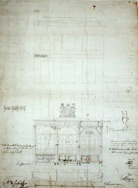 Design for Nicholson's State Lottery Office, No. 3 Cockspur Street, City of London von Baker