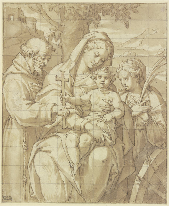 Madonna mit Kind, dem Heiligem Franziskus und der Heiligen Katharina von Baldassare Peruzzi
