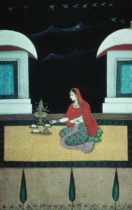 Woman Seated on a Rug von Bangazi Ragini