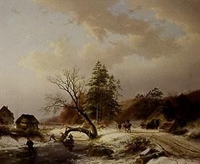 Winterlandschaft mit Reisigsammlern von Barend Cornelisz. Koekkoek