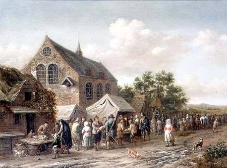 Poultry Market by a Church von Barend Gael or Gaal