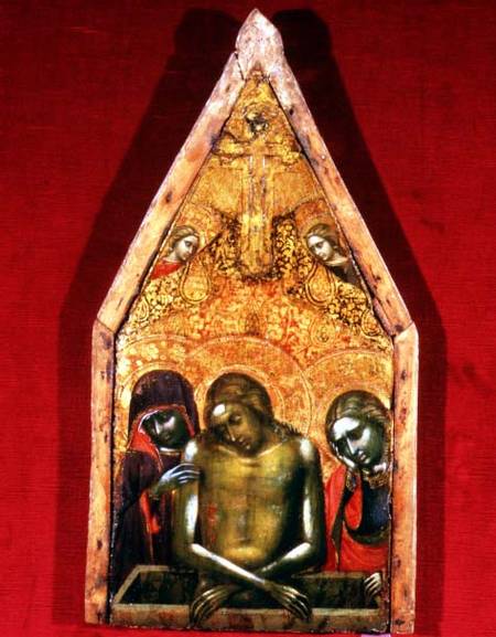 Pieta (tempera on panel with applied textile) von Barnaba da Modena
