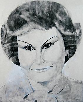 Portrait of Angela Rippon, illustration for The Media Mob (gouache and pencil on paper)