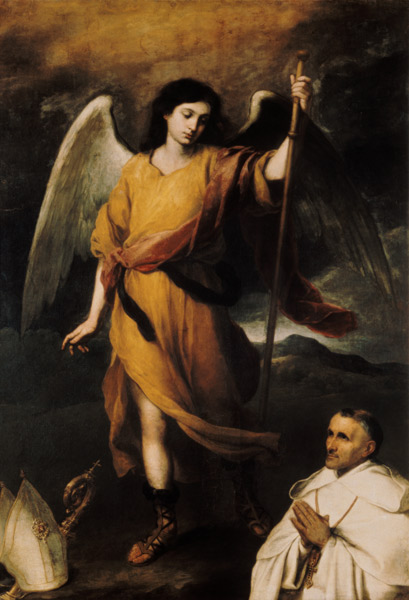 Erzengel Raphael mit Bischof Domonte von Bartolomé Esteban Perez Murillo