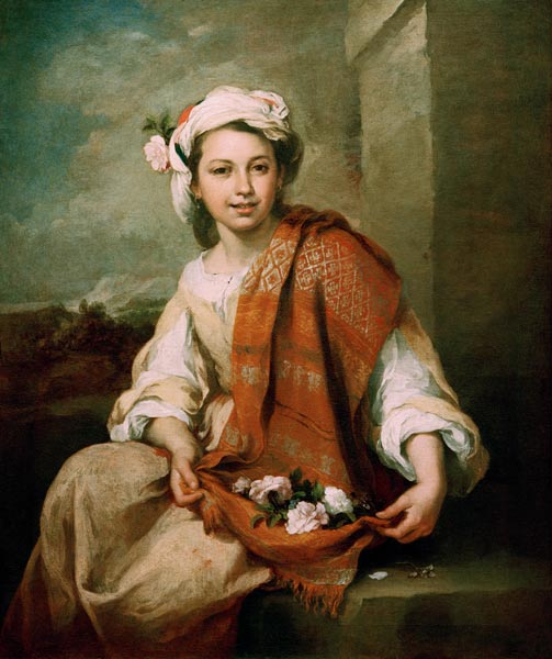 Flower Girl-Spring / Paint. von Bartolomé Esteban Perez Murillo