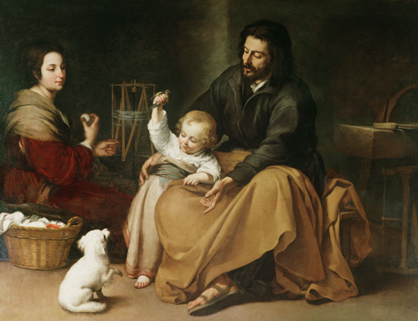 Heilige Familie mit dem Vögelchen von Bartolomé Esteban Perez Murillo