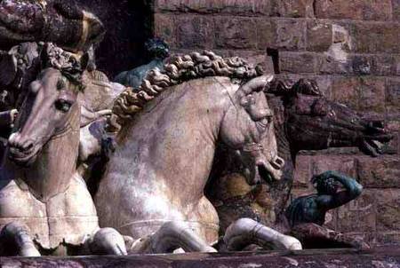 Detail from the Neptune Fountain, depicting two Sea-Horses von Bartolomeo Ammannati