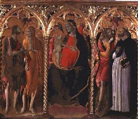 Triptych: Madonna and Child (central panel) with St. John the Baptist, St. Mary Magdalene, St. Chris 05th-
