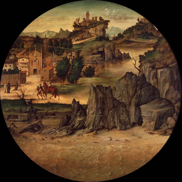 Landschaft mit Burgen von Bartolomeo Montagna