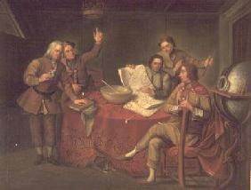 Conversation piece: Sir Francis Dashwood (1708-81), Lord Boyne and friends