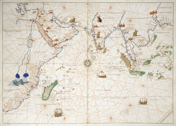 The Indian Ocean, from an Atlas of the World in 33 Maps, Venice, 1st September 1553(see also 330956) von Battista Agnese