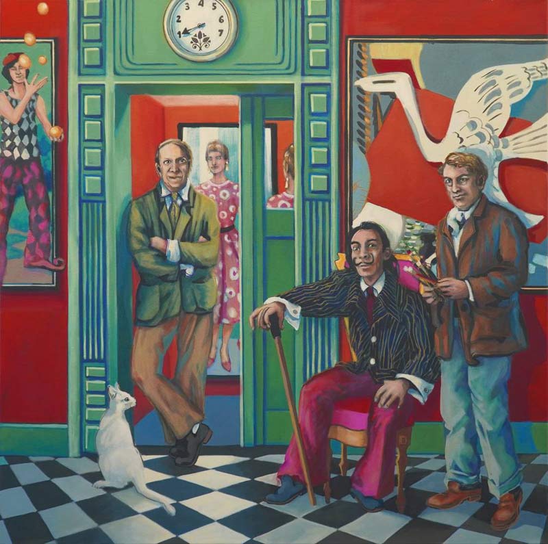 Das Treffen der großen Meister: Picasso ( wobei die Frau hinter ihm nicht fehlen darf ), Dali und Ge von Beate Blankenhorn
